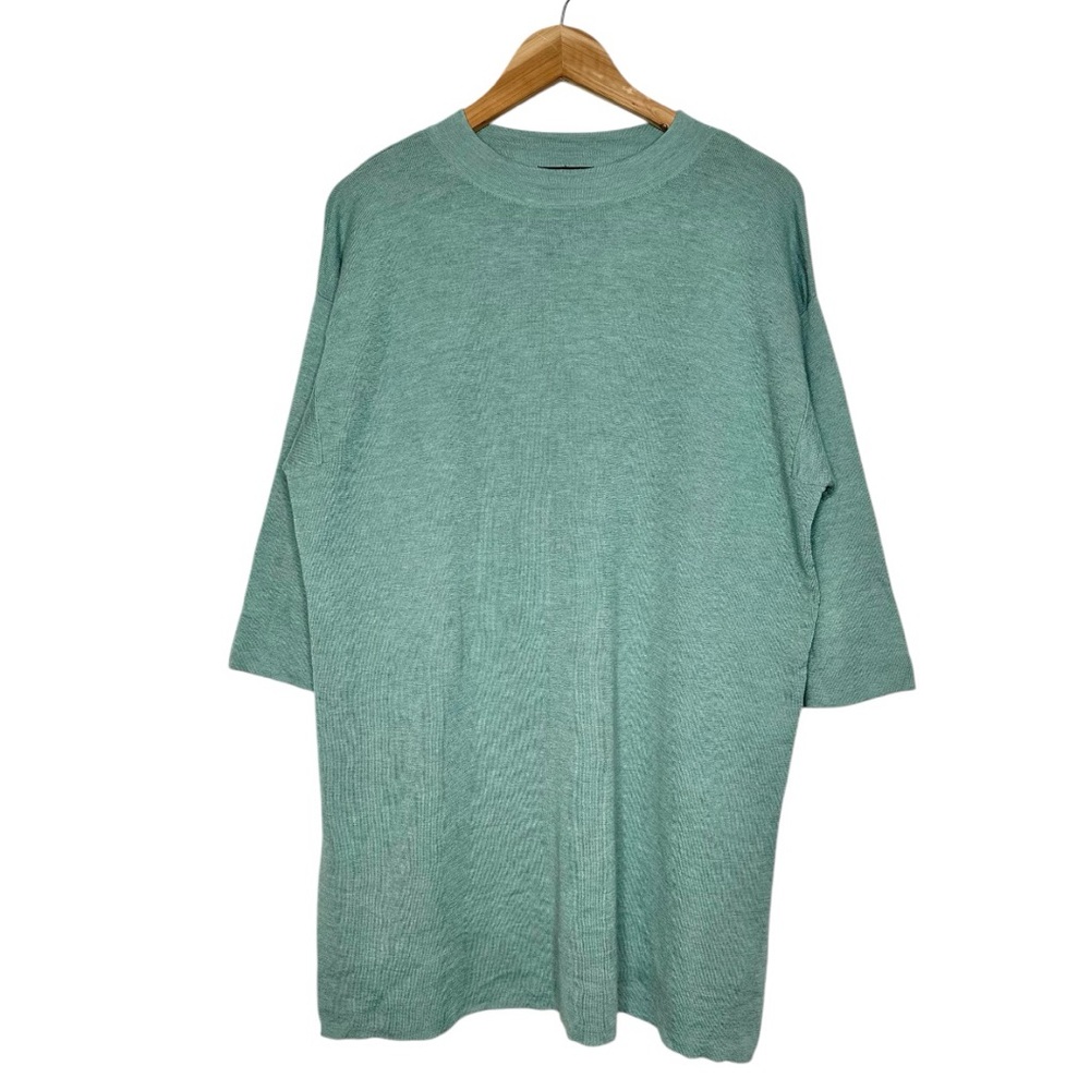 Eileen Fisher Merino Wool Tunic Top Size Small Oversized Crewneck Seafoam